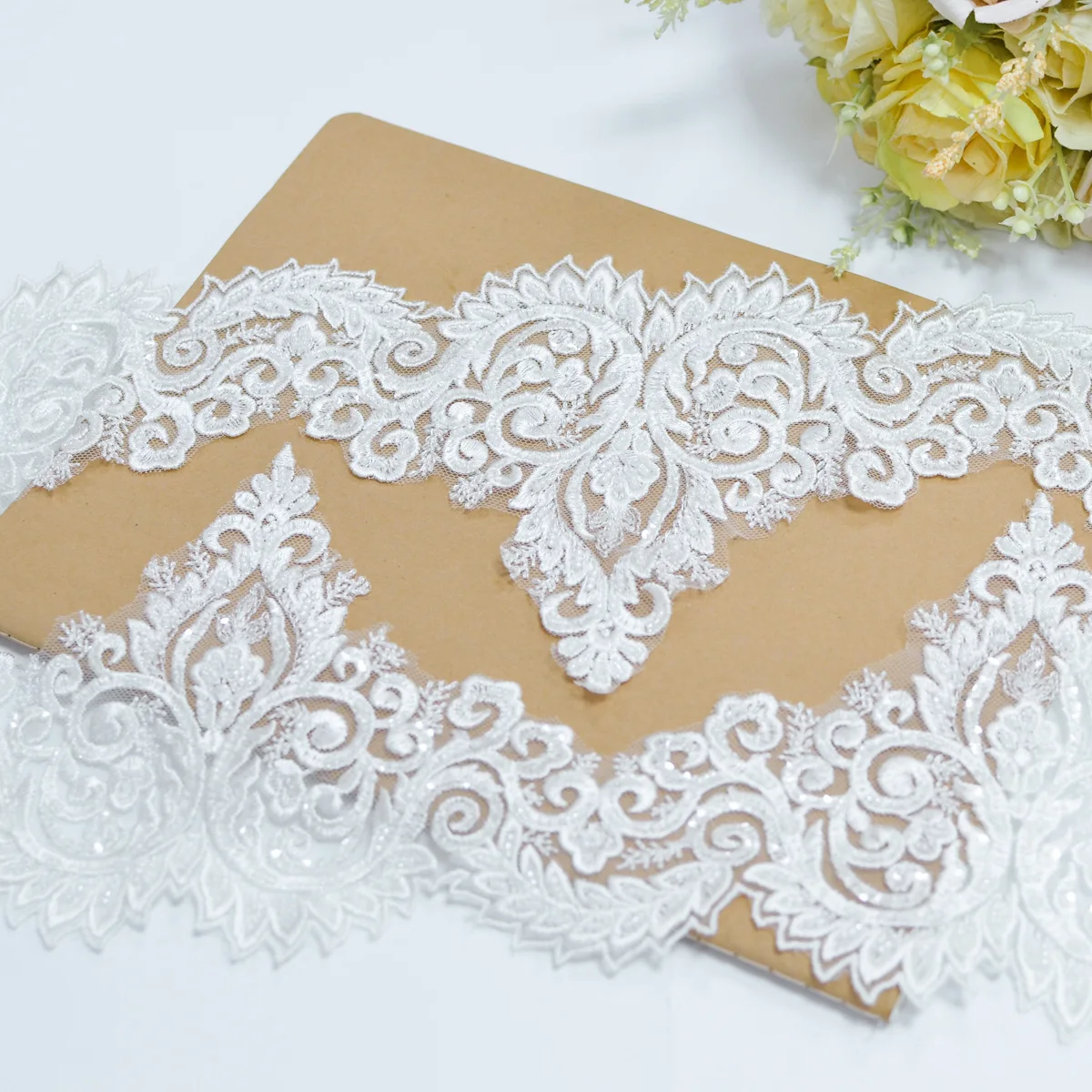

Bridal Beaded Lace Veil Headband Doll Clothes Accessories Lace (2Yard/10yards)pack