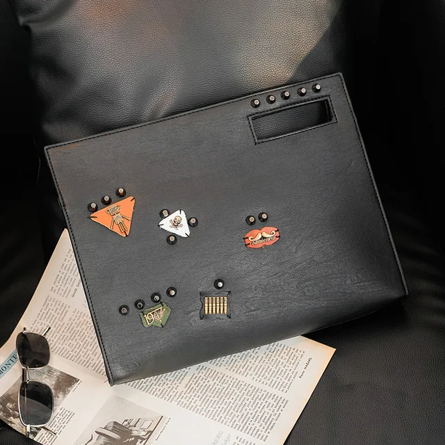 Rivet Badge Bags Men Clutches 2