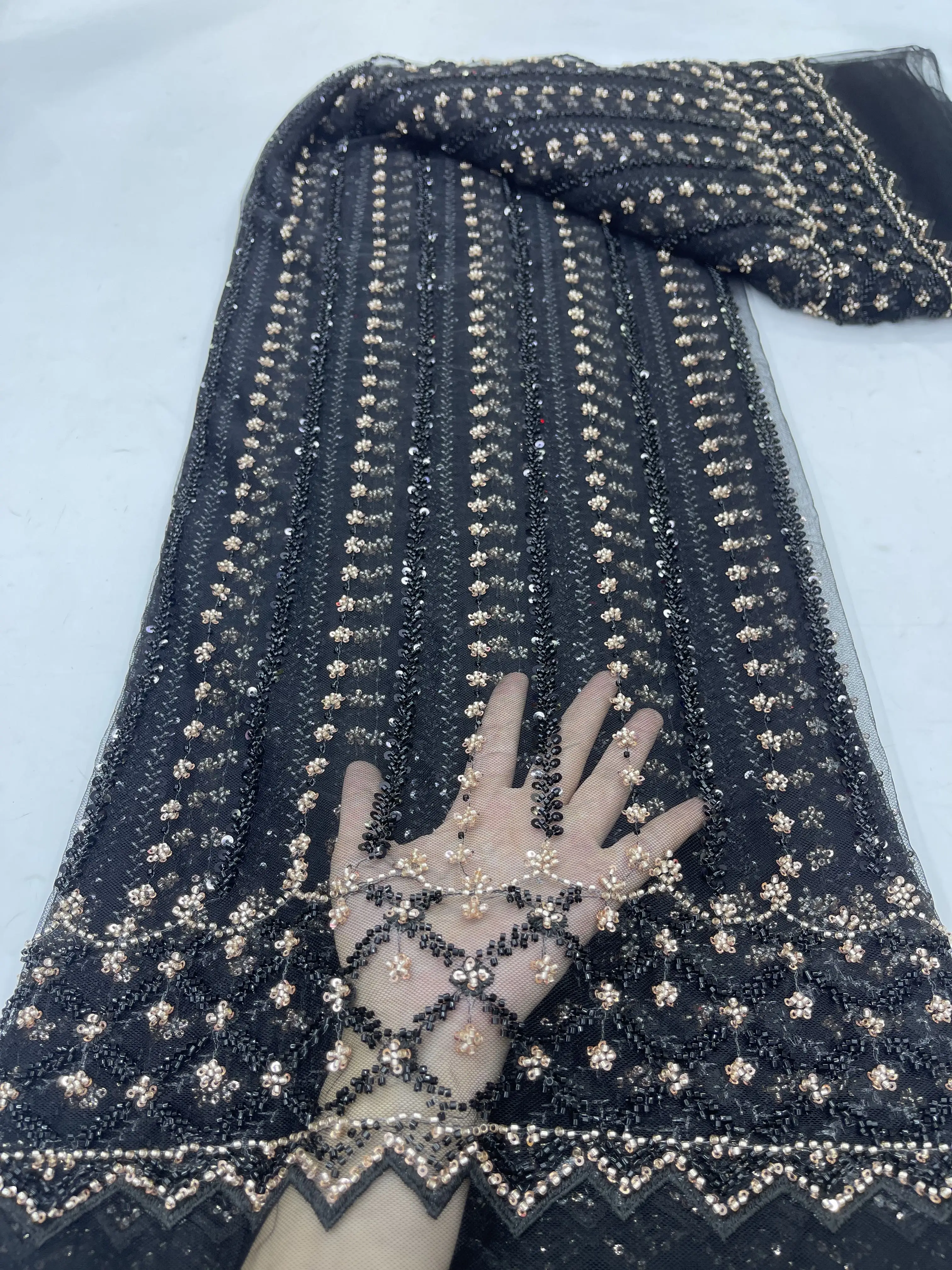 Роскошная нигерийская кружевная ткань ручной работы 2024