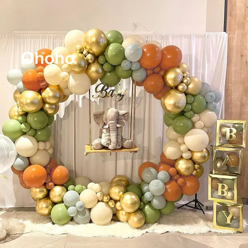 

Baby Shower Boy Balloon Garland Set Kids Birthday Party Decoration Gender Reveal Avocado Green Caramel Orgainc Ballon Arch Ring