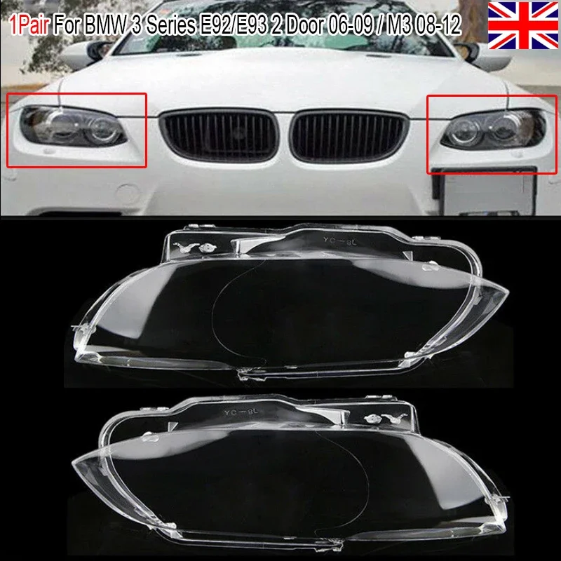 

Car Front Headlight Lens Cover for BMW E92 E93 Coupe 2006-2009 Auto Shell Headlamp Cover Lampshade Transparent Shell Lens Case