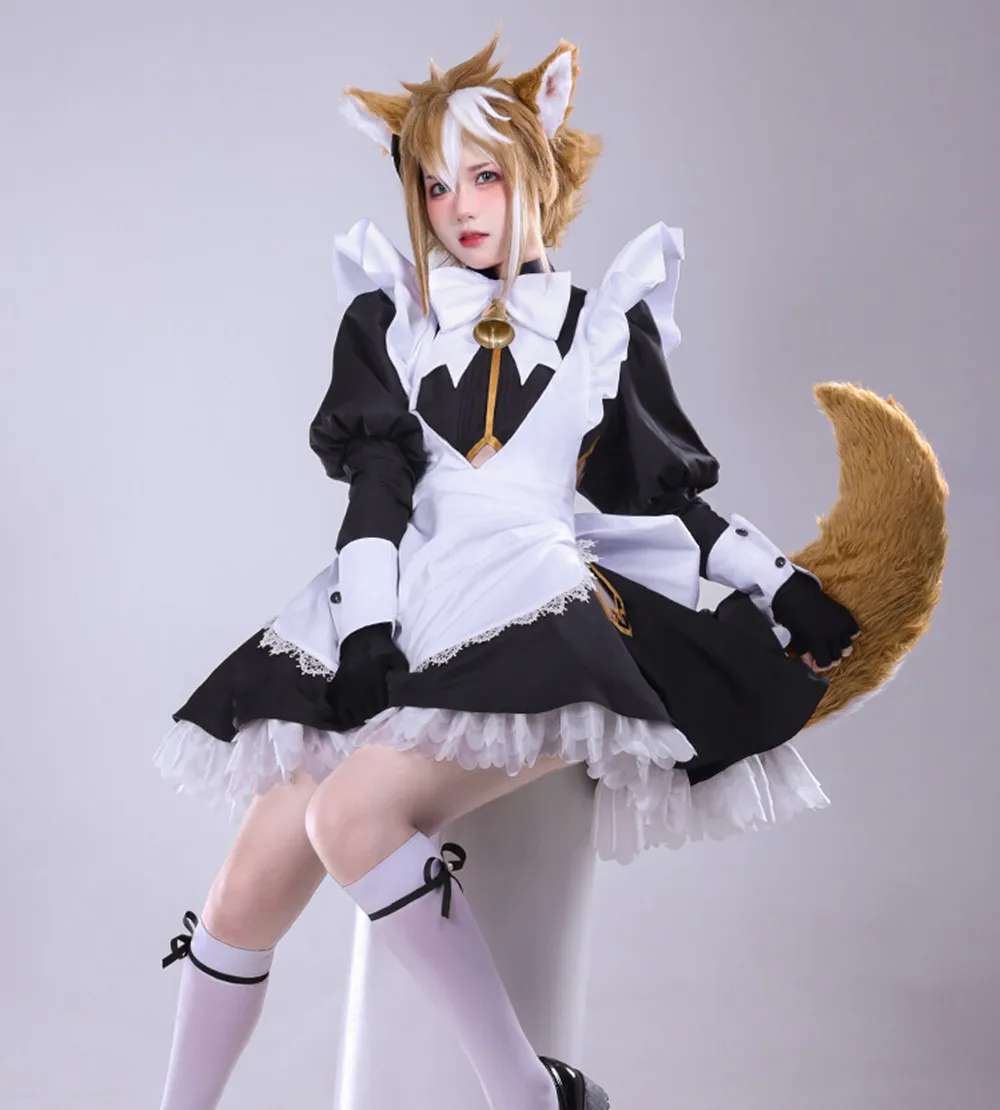 

Hot Game Genshin Impact Gorou Cosplay Costume Lolita Maid Dress Uniform With Tail Ear Activity Party Role Play Male Clothing