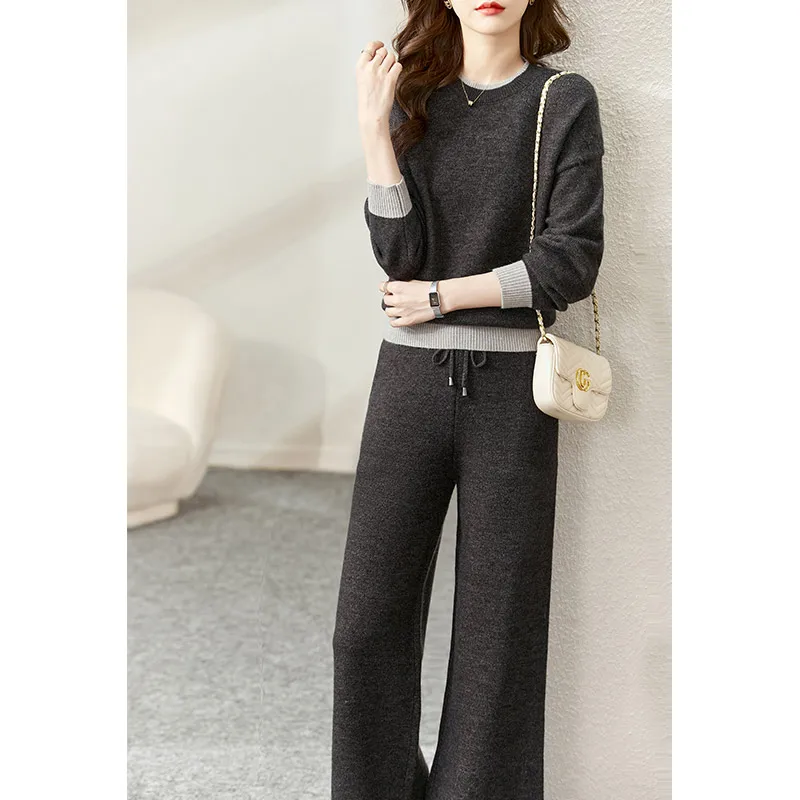 Vimly Winter Knit Sweater Pant Sets for Women 2022 Fashion Casual Elegant Ladies Two-piece Trouser Suit Female Clothing 71187