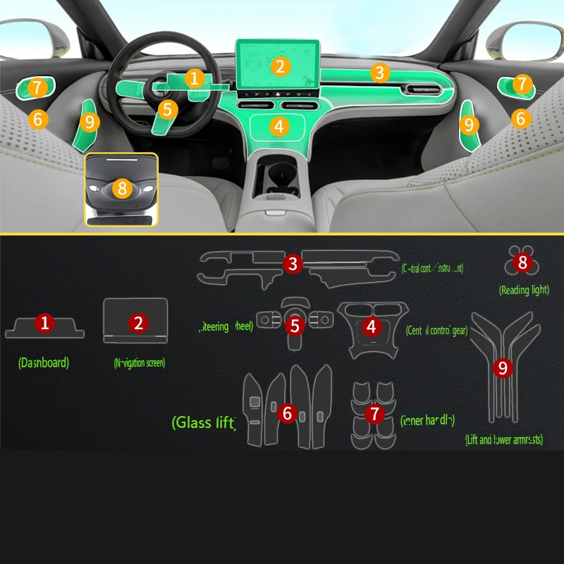 Прозрачная пленка ТПУ для Smart # 1 наклейка салона автомобиля консоль приборная