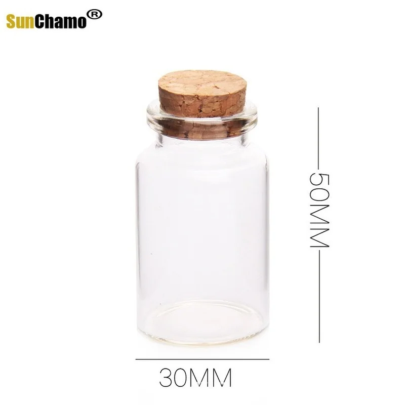 

30x50mm 20ml Small Glass Bottles with Clear Cork Stopper Tiny Vials Jars Containers Capacity of 20ml Weddings Wish Bottle