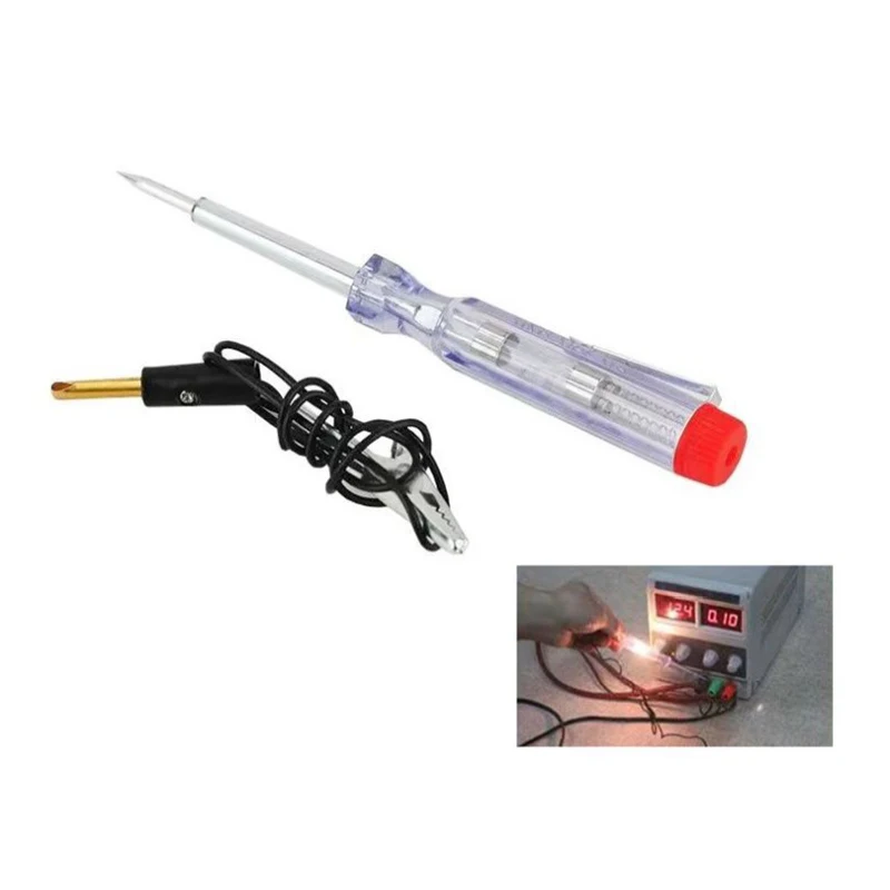 

6-24V Car Voltage Circuit Tester System Long Probe Continuity Test Light Pen AS Plastic + Carbon Steel Electrical Test Pen