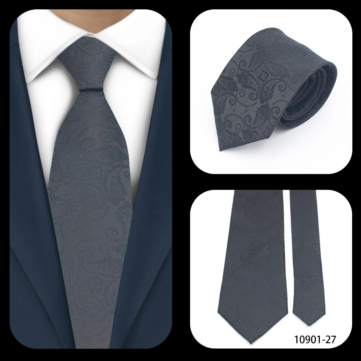 

LYL 8CM Black Paisley Jacquard Men Tie Contemporary Patterned Necktie Elevate Professional Wardrobe Modern Flair Tie