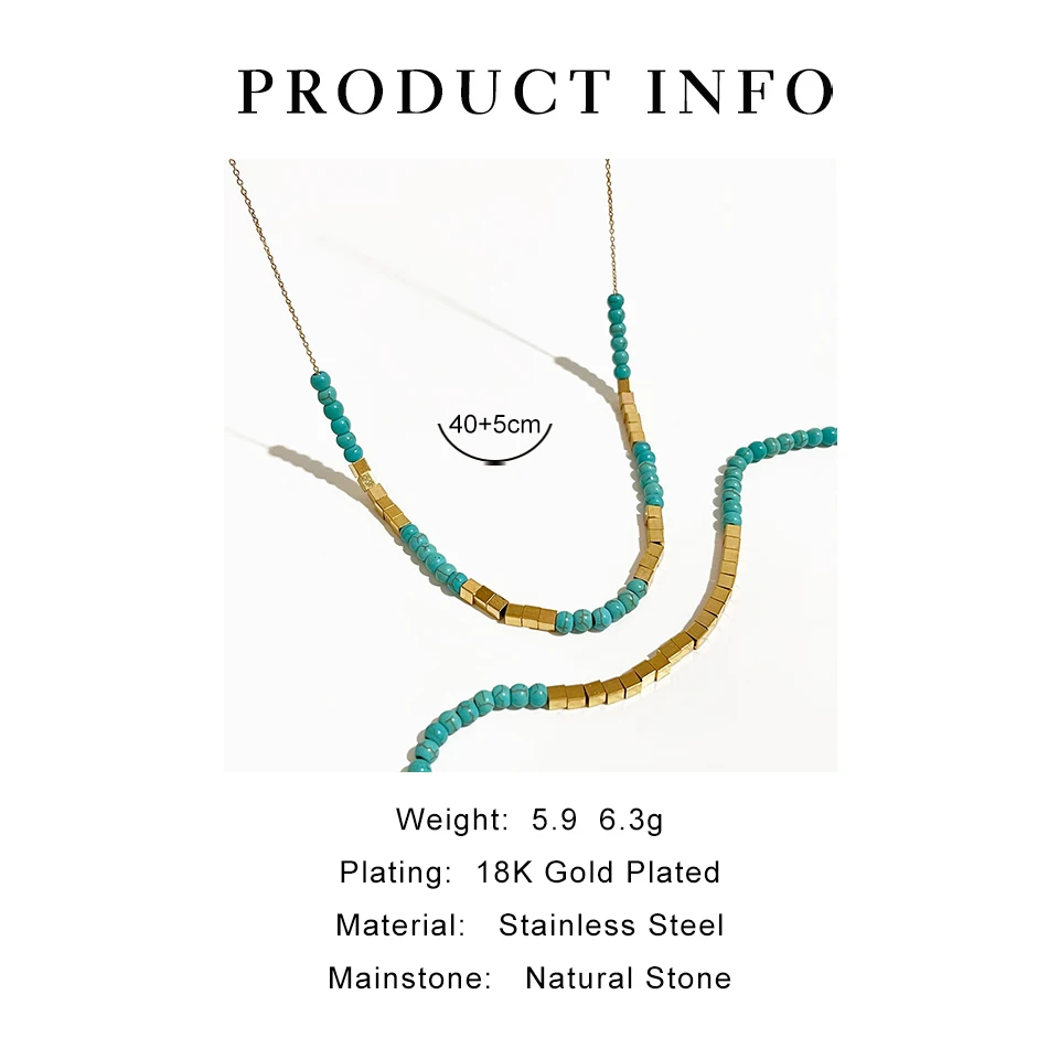 Peri'sBox микс нержавеющая сталь Золотая квадратная трубка Женская бирюза Колье