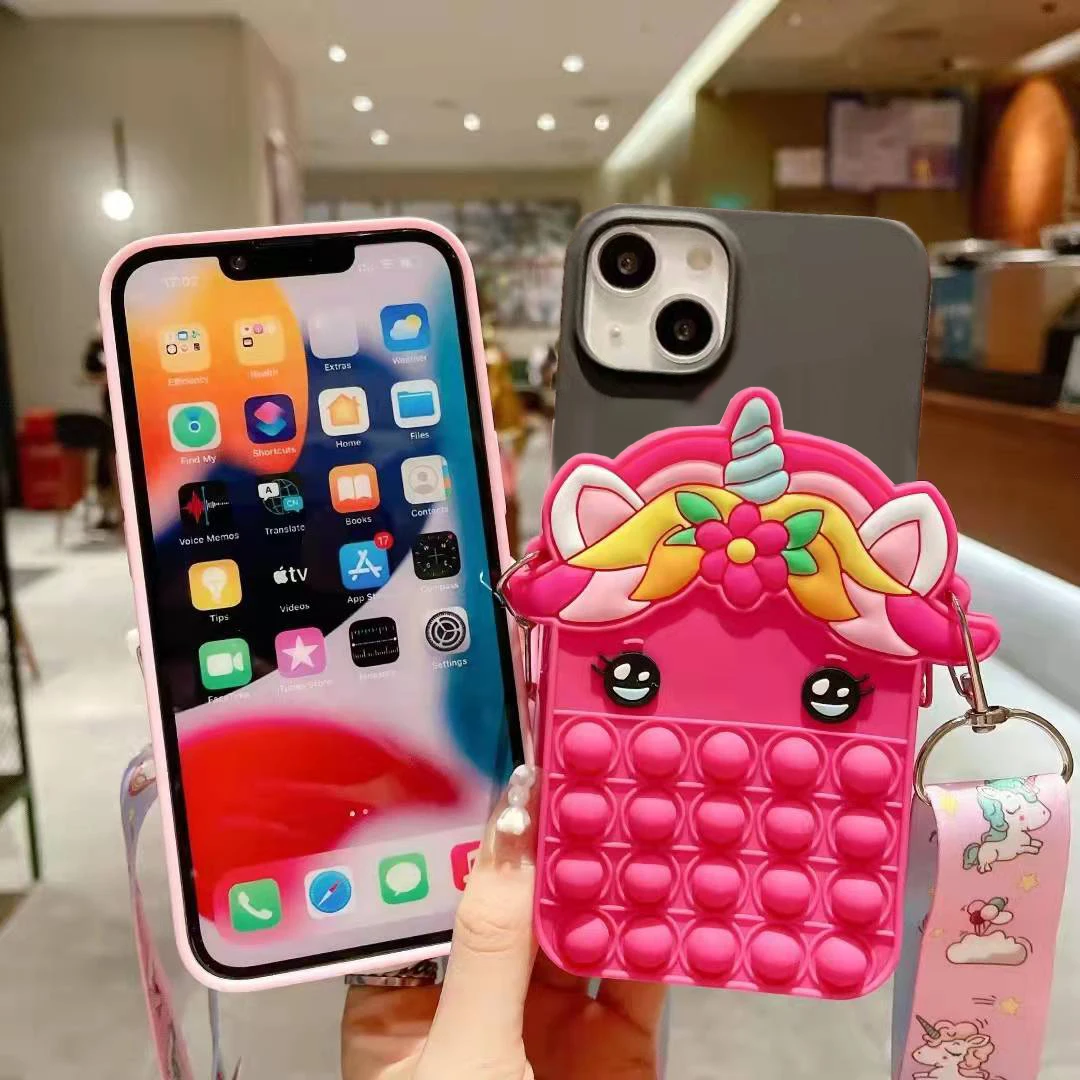 Милый мультяшный Чехол-бумажник с изображением лошади-пузыря для Motorola Moto E7i Power E6S