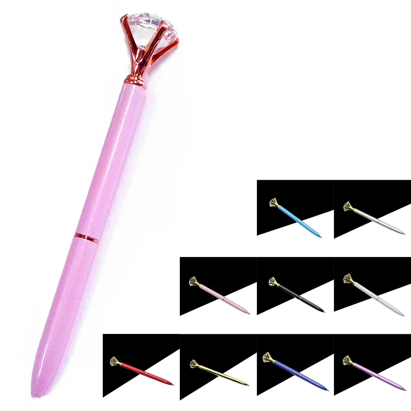 

Kawaii Шариковая ручка, шариковая ручка из сплава с большим алмазным черным стержнем, ручка, модные школьные и офисные принадлежности