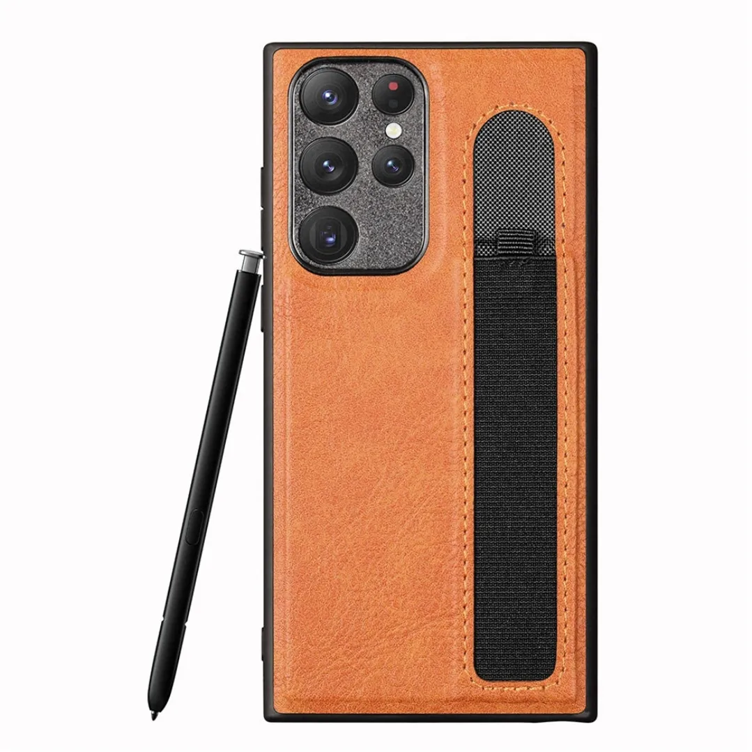 

Retro Slim Soft PU Leather Phone Case For Samsung Galaxy S22 Ultra 5G Vintage Business S Pen Slot Holder Armor Back Cover