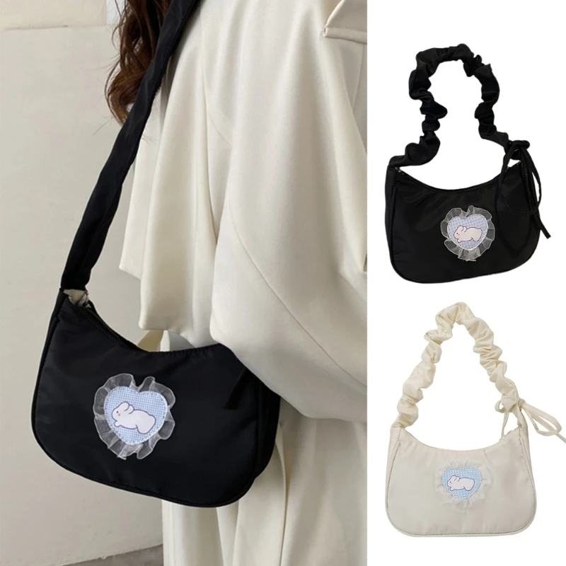 

Nylon Drawstring Shoulder Bag Large Capacity Handbag Armpit Bag Underarm Bags