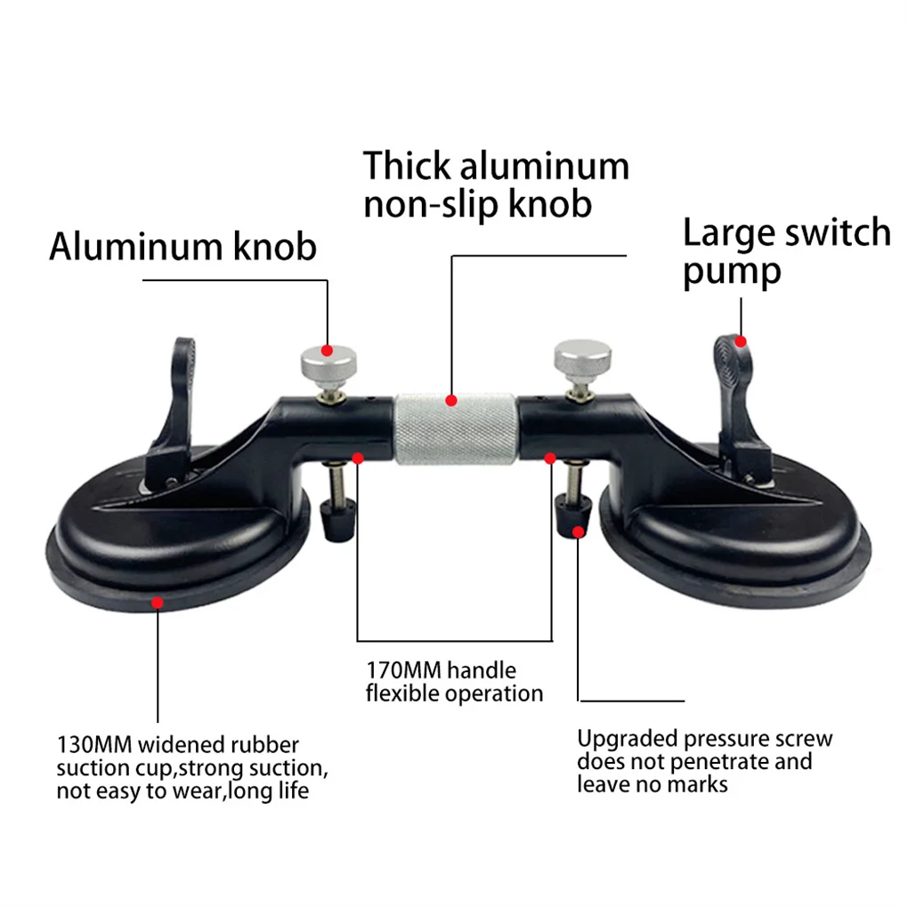 

Glass Panel Manual Lifting Suction Cup Non-slip Handle Tile Floor Mirror Puller Aluminum Alloy Sucker Handtool 130kg Bearing
