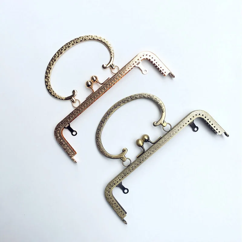 4pcs/lot 20cm Metal Kiss Clasp Lock Purse Frame Embossed Handle for Clutch Handbag Making Antique Bronze Bag Accessories