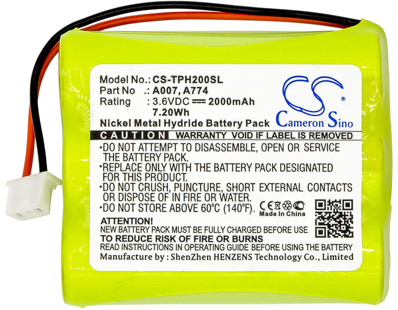 

Cameron Sino 2000mA Battery for TPI 709R,712,714,716,716N,717R,HXG-2D,HXG-2D Combustible Gas Leak De 160AAH3BML,A007,A774