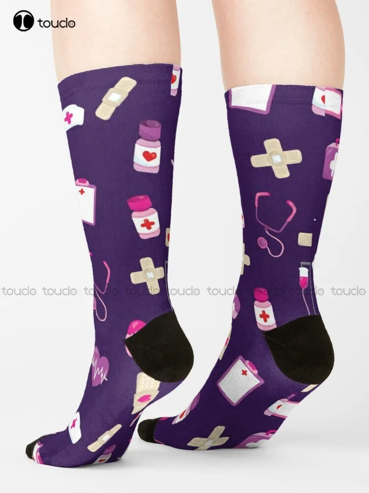 Cute Hospital' Pattern Gift For Nurses Socks Athletic Socks Men Personalized Custom 360° Digital Print Gift Harajuku Colorful