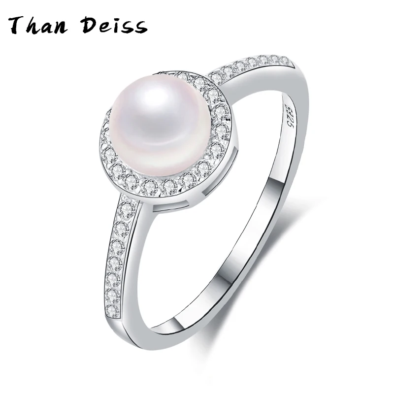 

European And American Freshwater Natural Pearl Micro Zirconia Ring Women S925 Sterling Silver Personality Fashion Wholesale