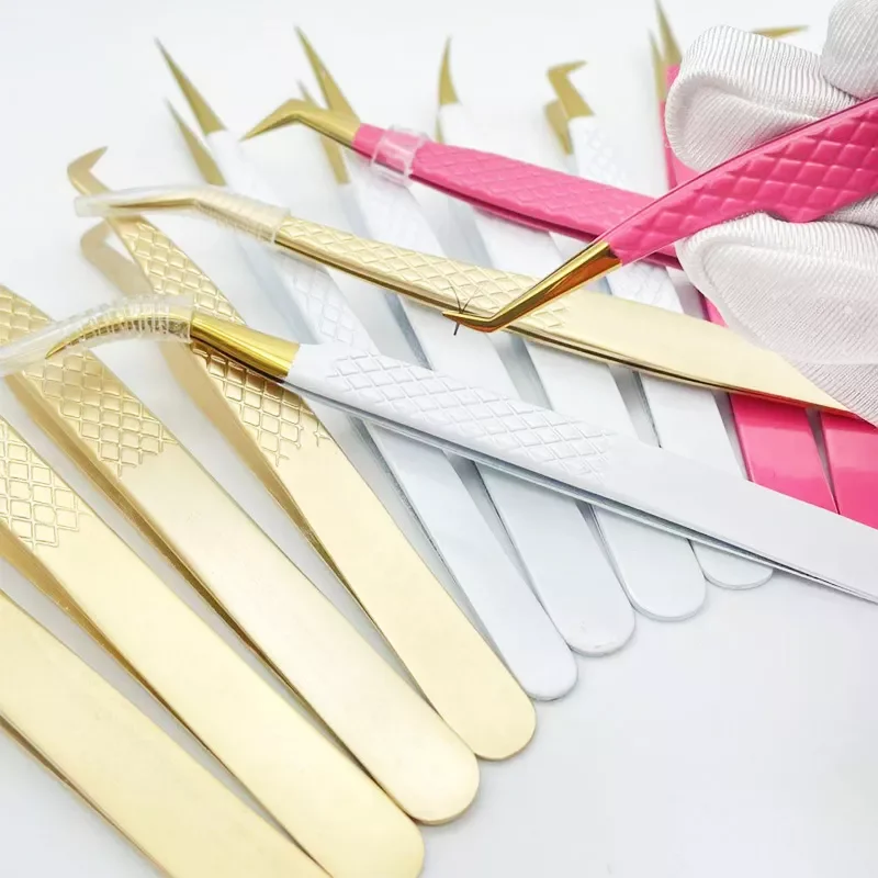 

Eyelash Tweezers For Fake Eyelashes Extensions Individual Curved Strip Lashes Eyebrow Hair Clip Tongs Nail Art Makeup Tool