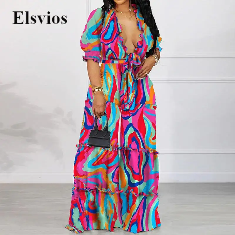 

Fashion Colorful Striped Print Two Piece Set Casual Tie-up Slim Shirt & Loose Wide Leg Pants Outfits Women Long Sleeve Top Suits