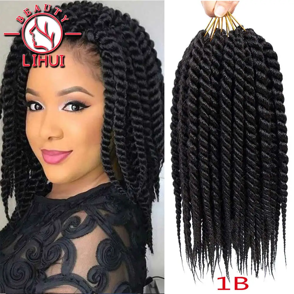 Lihui Havana Twist Crochet Hair 6 Packs 12inch 18inch 22inch Synthetic Crochet Braids Senegalese Twist Braiding Hair