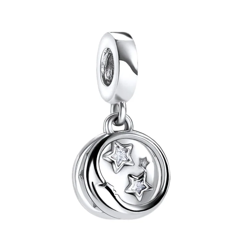 

Hot Sale Silver Color Charm Bead Sleeping Star Moon Pendant Beads For Original Pandora Charm Bracelets & Bangles Jewelry