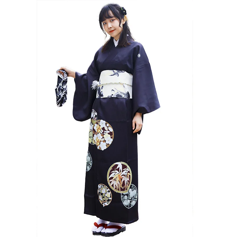 Традиционное японское кимоно с Оби классическое вечернее платье принтом костюм