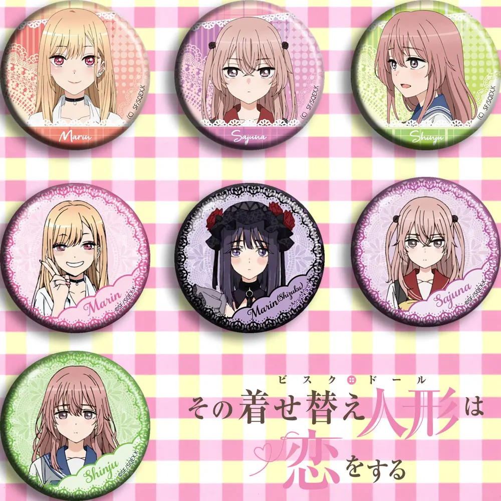 

7 шт./1 лот аниме Мой наряд любимый Китагава Марин фигурка 3679 значки круглая брошь булавка подарки детская игрушка