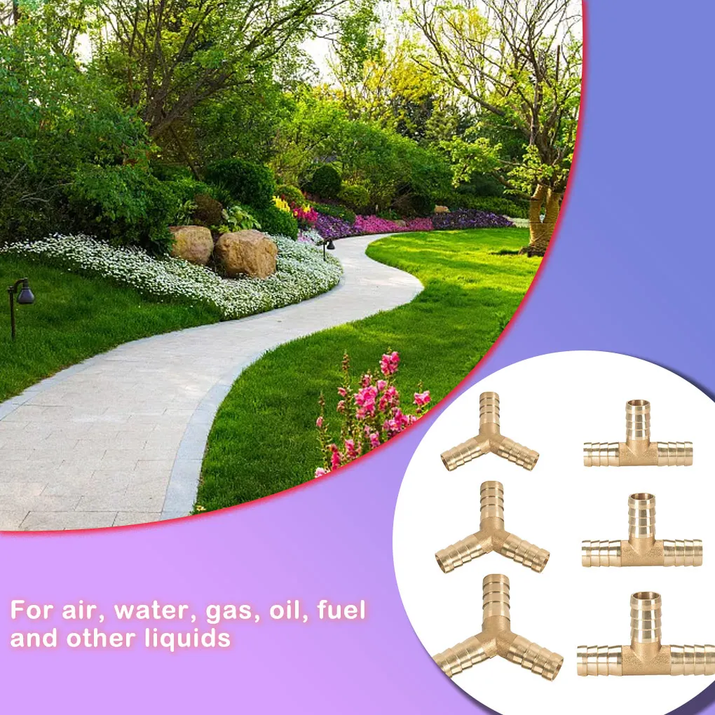

6pcs set T Y Fitting 6mm 8mm 10mm Connector Copper Water Tube Durable