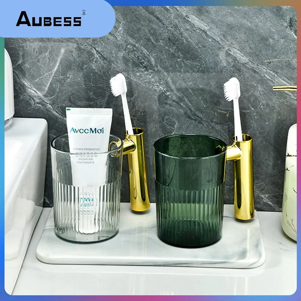 

1pcs Mouthwash Cup Gold Plated Handle Light Luxury Gargle Cup Creative Convenient Storage Bathroom Products Pet Wash Cup