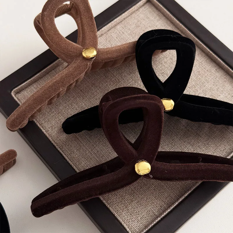 Новые флокирующие заколки для волос большого размера золотого цвета Женские