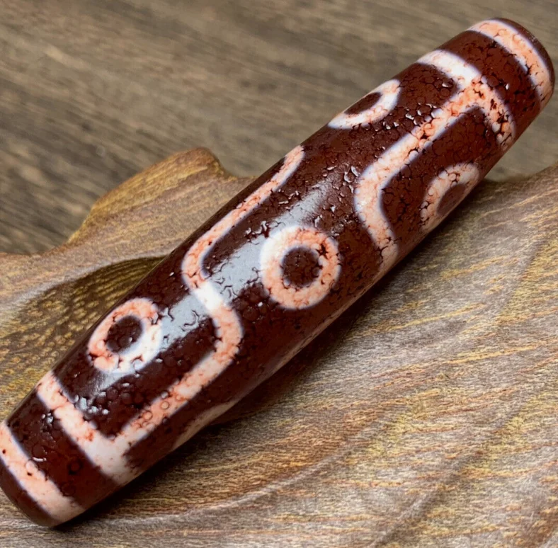 Тибетский непальский гималайский древний агат старый талисман Дзи 9-глазный