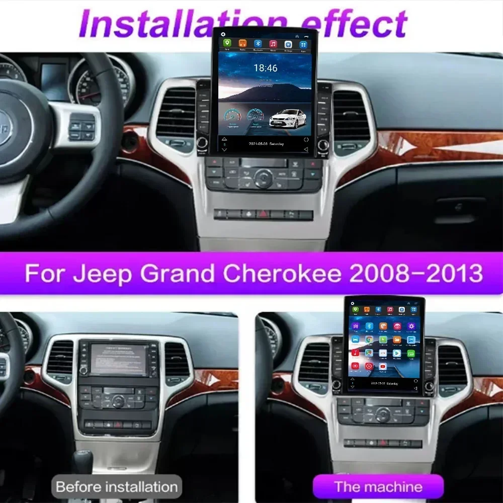 9 7-дюймовый Android 13 для Jeep Grand Cherok 2008-2013 Тип Tesla Автомобильный радиоприемник
