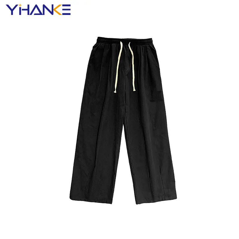 

Casual Pants Men's High Street Wide-leg 9-point Pants Trend Japanese Loose Straight Straight Solid Color Overalls Мужские штаны