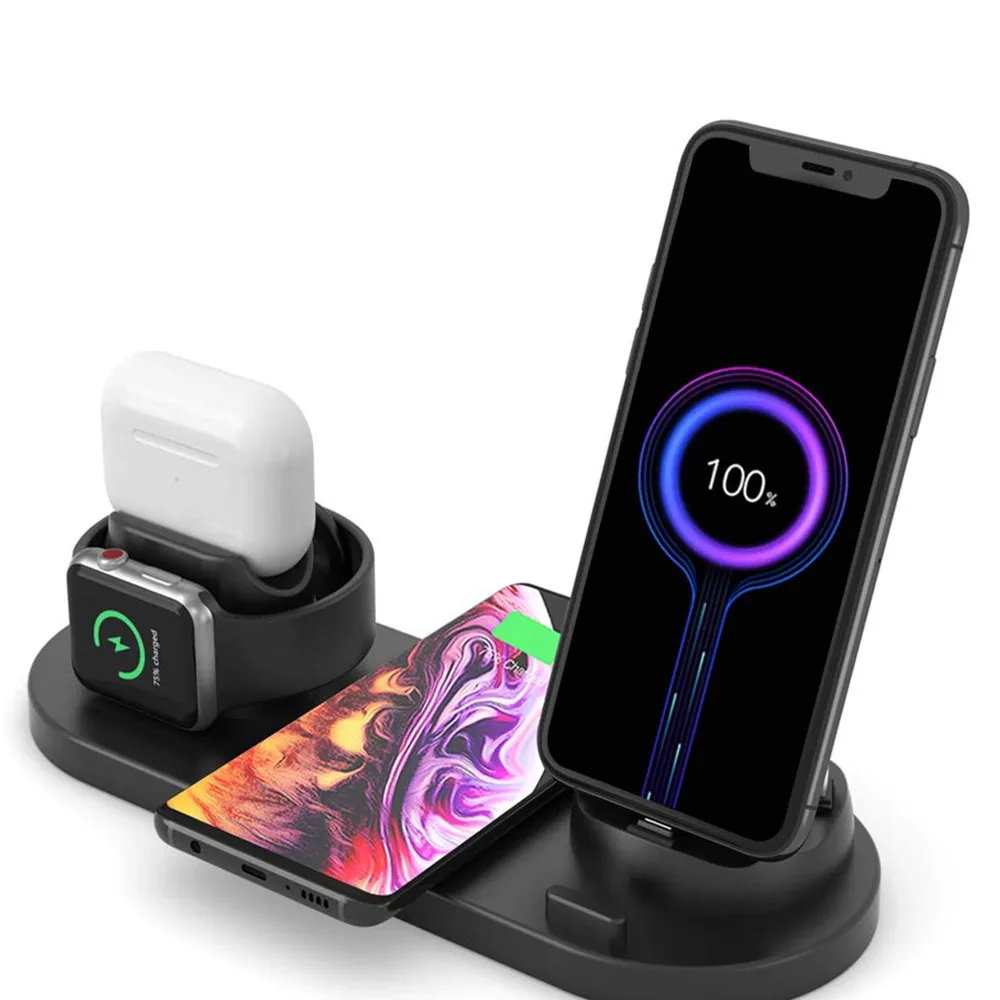 

Charging Dock Stand For iPhone13 12 11 pro MAX XR Airpods Pro Apple Watch 5 4 3 samsung s10 s9 Fast Wireless Charger Station