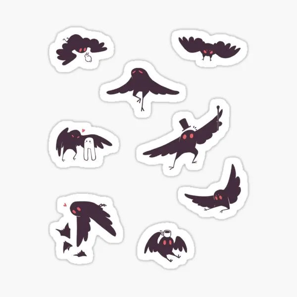 

Набор из 8 наклеек Mothman, 5 шт., наклейки для ноутбука, автомобиля, чемодана, фона, милая комната, бутылки для воды, бампер, домашняя настенная ан...