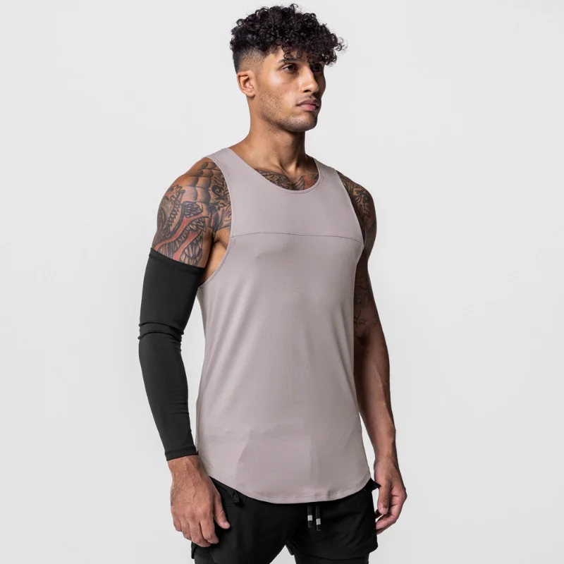 

Summer Men's Stretch Sleeveless Vest Men's Gym Running Training Muscle Sports Vest Round Neck Breathable Quick-drying T-shirt