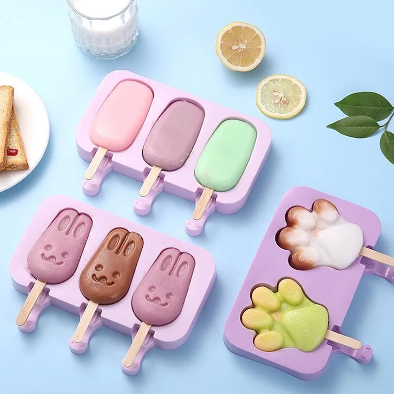 

Silicone Food Grade Household Ice Cream Mold Popsicle Molds with Lid DIY Homemade Ice Lolly Mold Popsicle Ice Pop Maker Mould