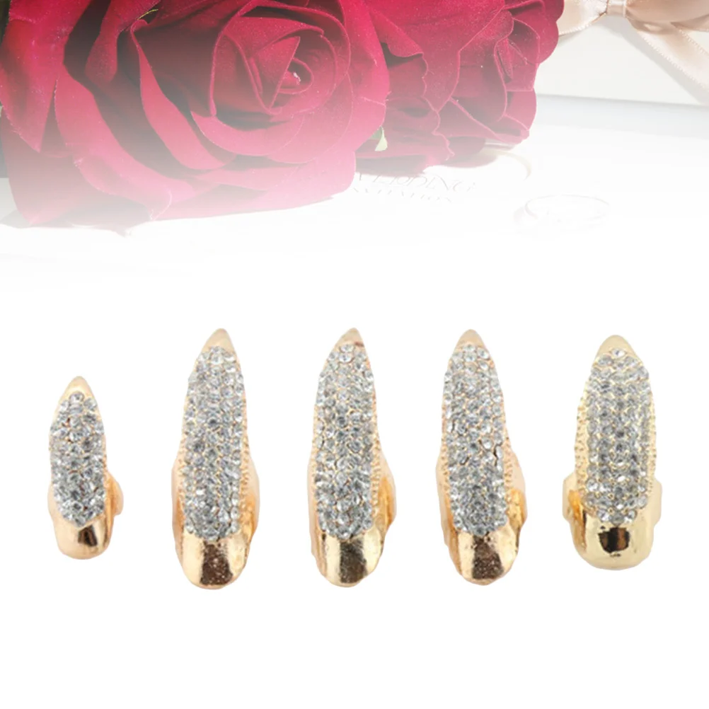 

Finger Nail Ring Claws, 5 3 Sizes Gothic Punk Style Costume Nails for Party Holiday Decoration ( Golden )