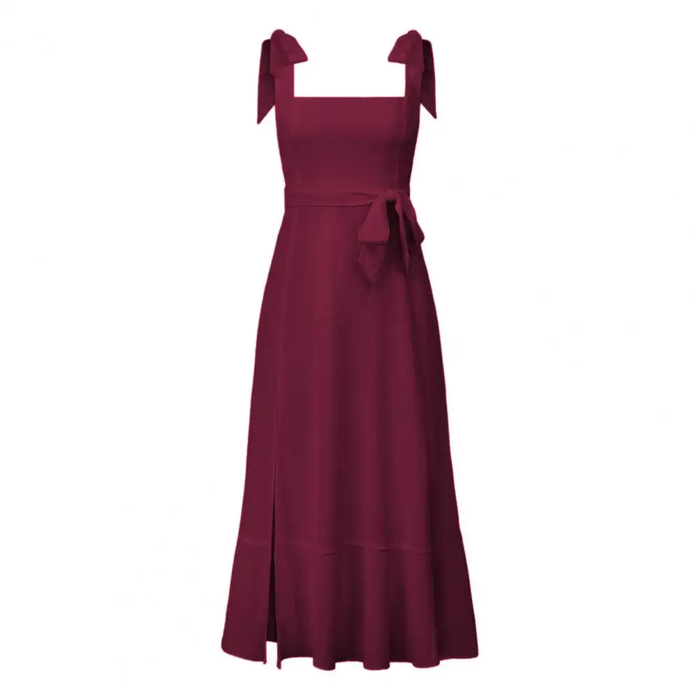 

Versatile Mid-calf Length Side Split Hem Suspender Vacation Dress Daily Clothing