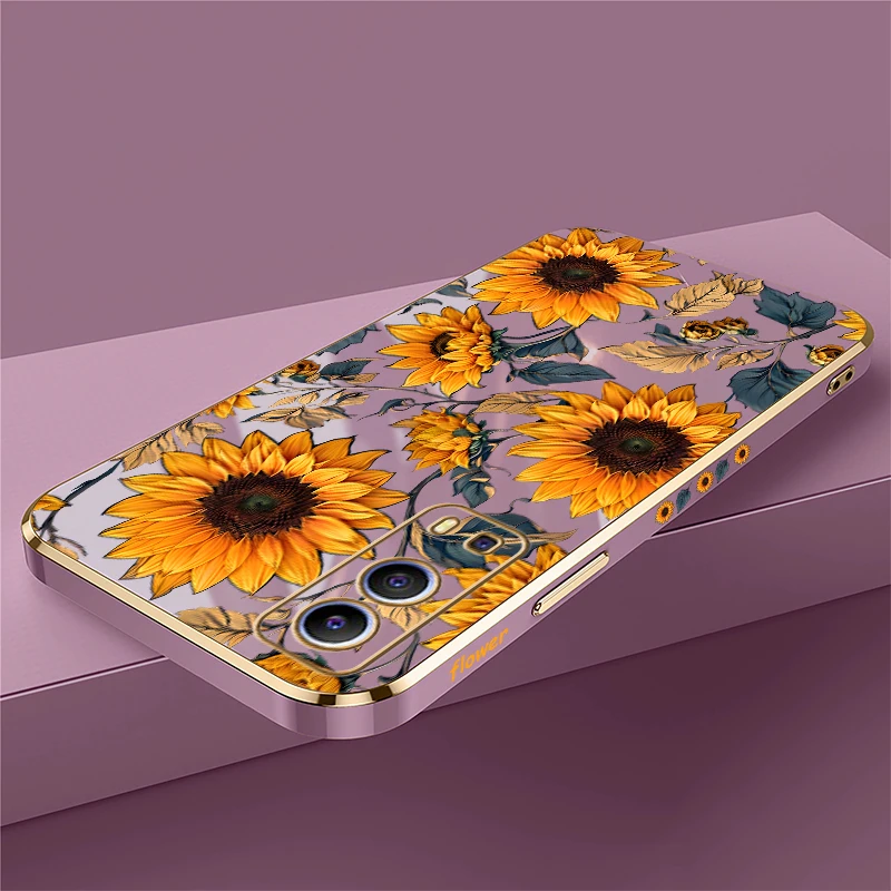 Силиконовый чехол с подсолнухом для Vivo Y100 Y95 Y93 Y91C Y91i Y85A Y81 Y79 Y78 Y77E Y77 Y76S Y75 Y74S Y73 Y72 Y71