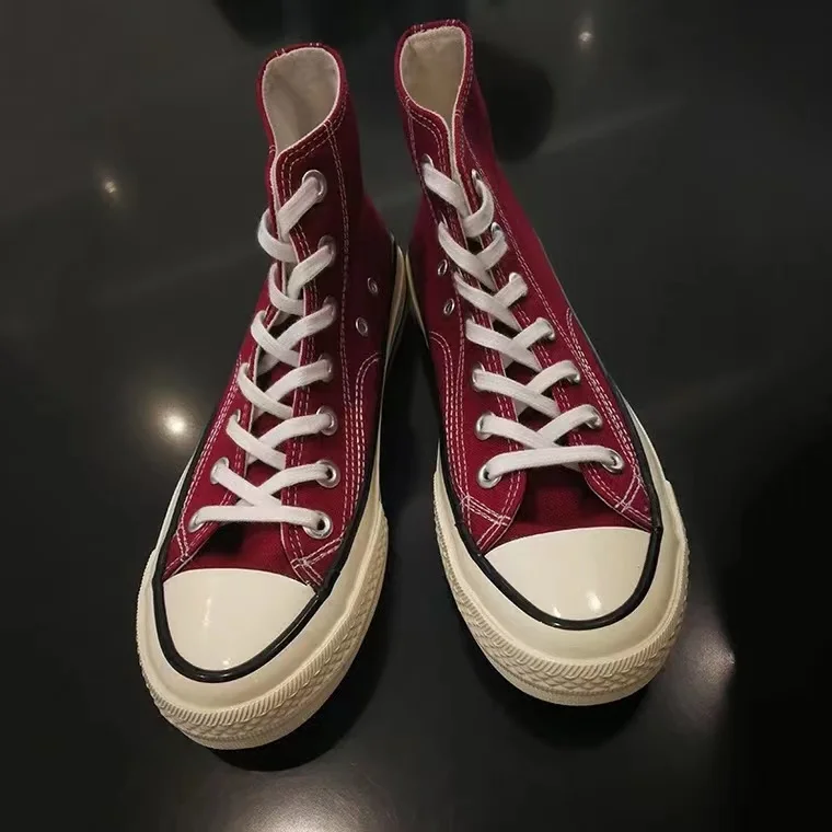  2023 New Spring 13 Colors Fashion Classic Flats Lace-Up High Top Canvas College Casual Shoes For Girls Boys and Students