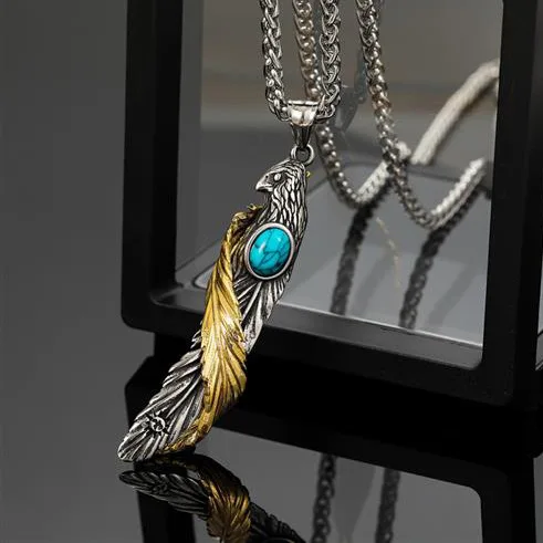 

Necklace Pine Stone Room Gold Feather Men's Pendant Fashion Japanese Versatile High Bridge