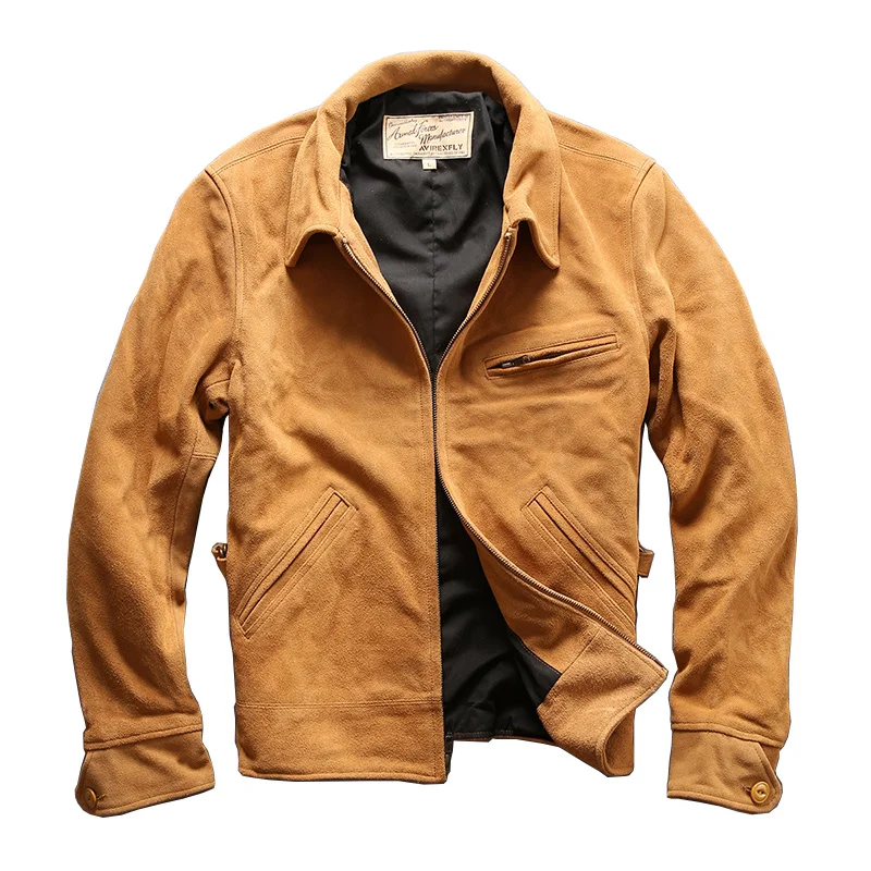 

Read Description! Asian Size Men's Cow Leather Long Sleeve Coat Vintage Rider Jacket 6A-2