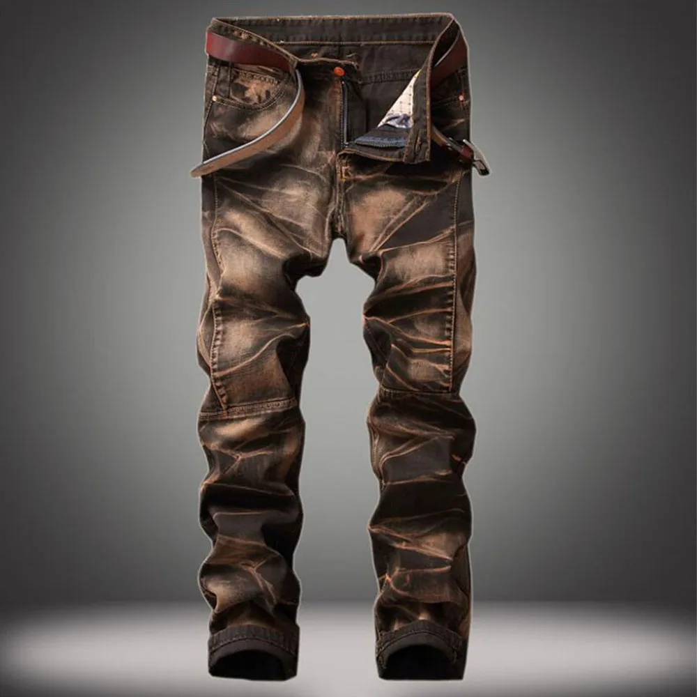 

Мужские прямые джинсы FSSMER, классические винтажные джинсы в стиле ретро