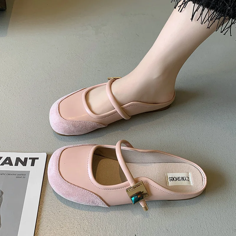 Женские туфли на плоской подошве летние элегантные с круглым носком для улицы