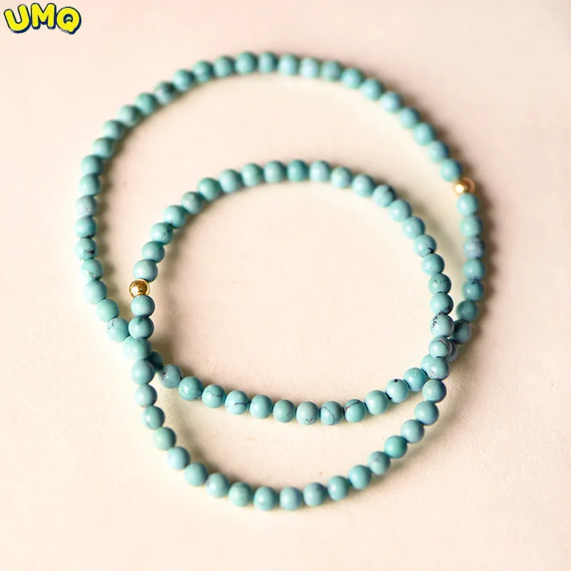 Бирюзовый браслет с одним кругом 3 мм, женский стиль «сделай сам» с 14-каратным золотом, браслет для подружек, женский простой свежий атмосферный браслет