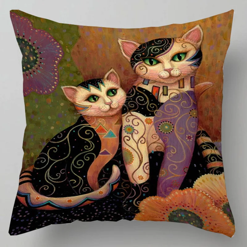 

Льняные подушки с мультяшным котом 45x45 см