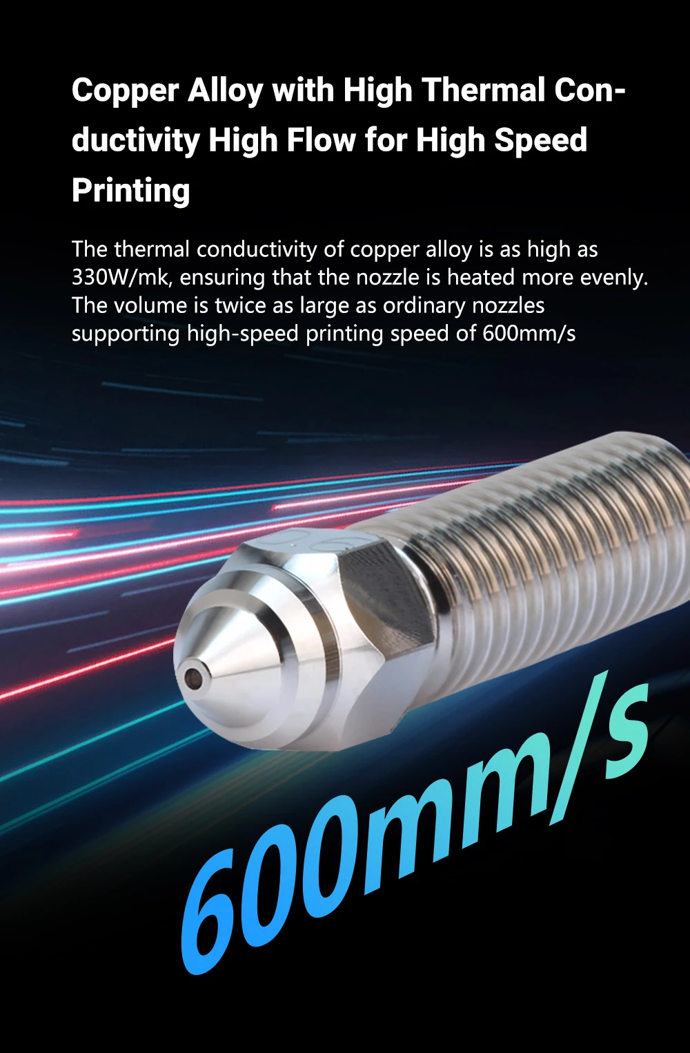 2 шт. для Creality K1/K1Max высокоскоростная медная насадка из закаленной стали с