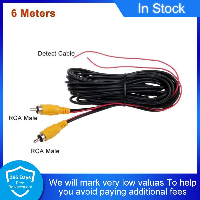 

AV Cable Universal auto RCA AV Cable wire harness for car rear view camera parking 6m video extension cable