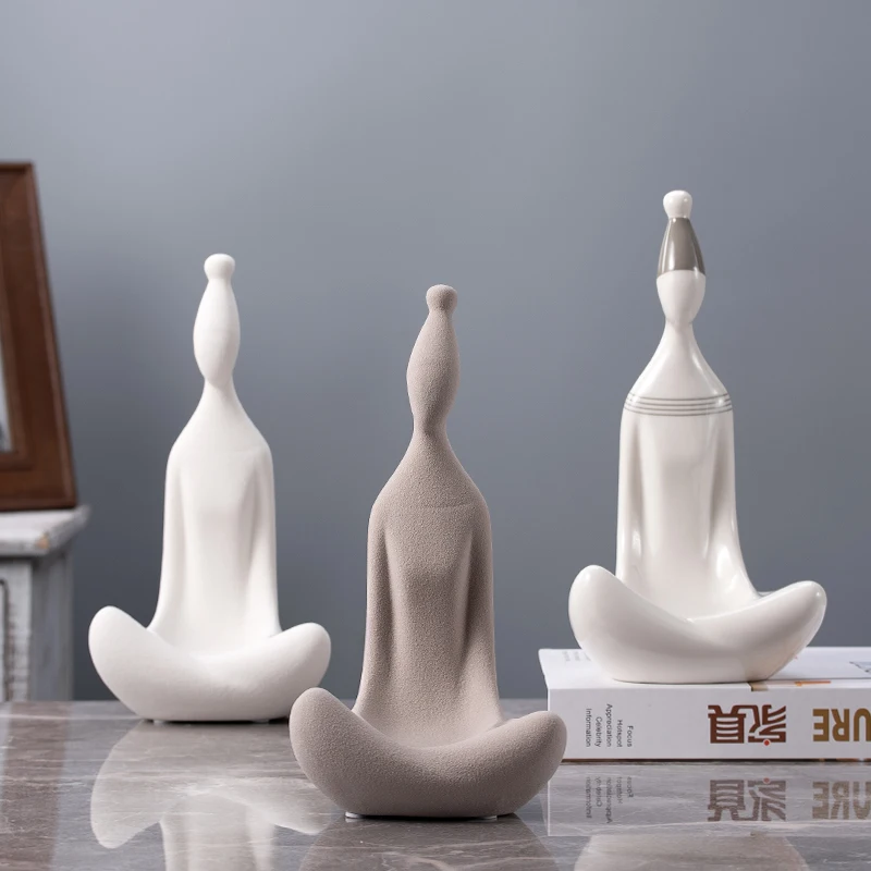 

Modern Home Decoration Abstract Meditation Sculpture Statue Resin Crafts Living Room Decoration Figurines Desk Accessories